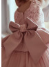Blush Lace Tulle Peplum Flower Girl Dress
